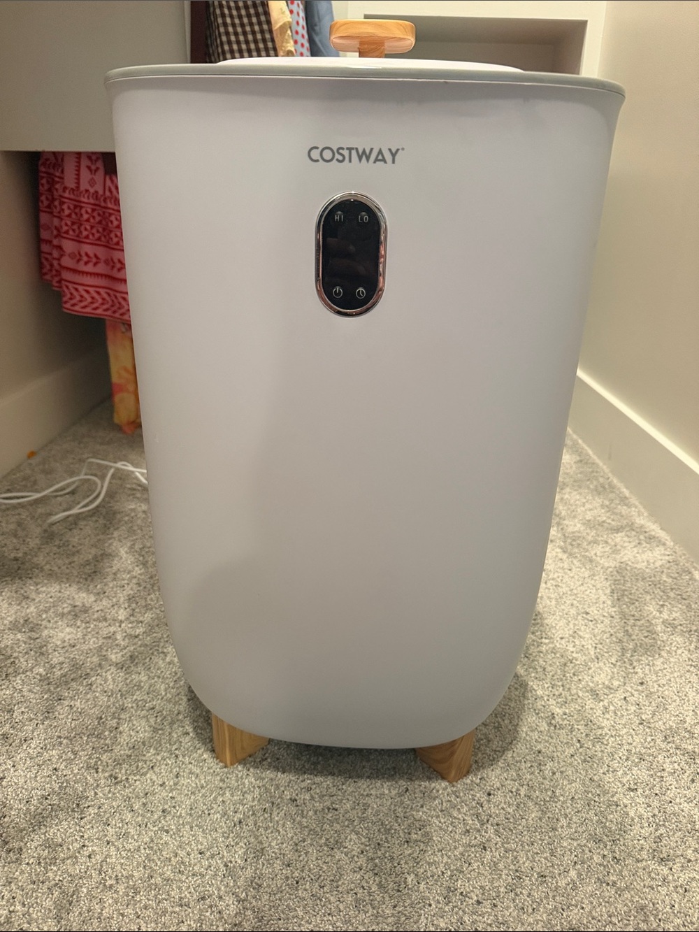 Amazon Costway White and Wood Tone Black towel or blanket warmer